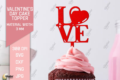Valentine's Day Cake Topper. Valentine Laser. Love SVG SVG Evgenyia Guschina 