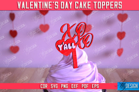 Valentine's Day Cake Toppers Bundle | Valentine's Signs | Adornment Dining Table | CNC Files SVG Fly Design 