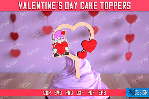 Valentine's Day Cake Toppers Bundle | Valentine's Signs | Adornment Dining Table | CNC Files SVG Fly Design 