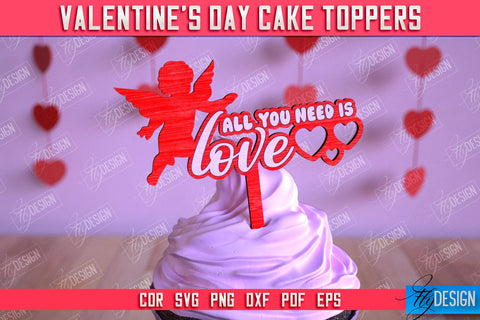 Valentine's Day Cake Toppers Bundle | Valentine's Signs | Adornment Dining Table | CNC Files SVG Fly Design 