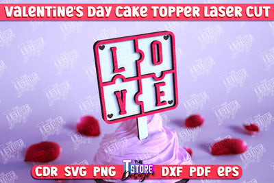 Valentine's Day Cake Toppers | Valentine's Sign | Adornment Dining Table | CNC File SVG The T Store Design 