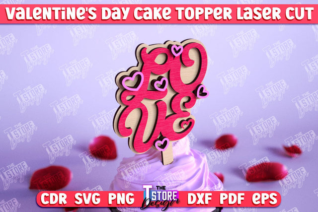 Valentine's Day Cake Toppers | Valentine's Sign | Adornment Dining Table | CNC File SVG The T Store Design 