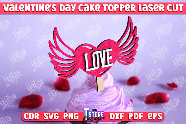 Valentine's Day Cake Toppers | Valentine's Sign | Adornment Dining Table | CNC File SVG The T Store Design 