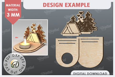 Valentine's Day Camping Candle Holder Laser Cut. Love SVG SVG Evgenyia Guschina 