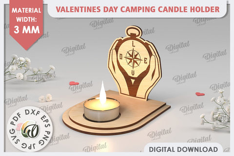 Valentine's Day Camping Candle Holder Laser Cut. Love SVG SVG Evgenyia Guschina 