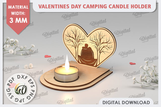 Valentine's Day Camping Candle Holder Laser Cut. Love SVG SVG Evgenyia Guschina 