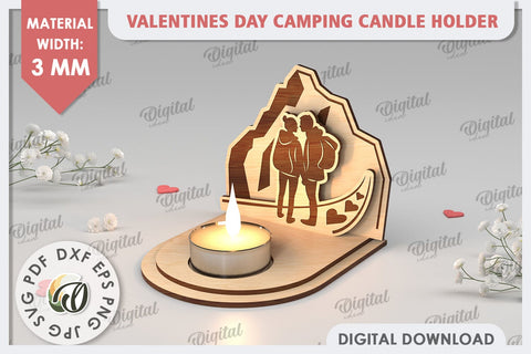 Valentine's Day Camping Candle Holder Laser Cut. Love SVG SVG Evgenyia Guschina 