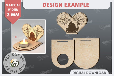 Valentine's Day Camping Candle Holders Laser Cut Bundle SVG Evgenyia Guschina 