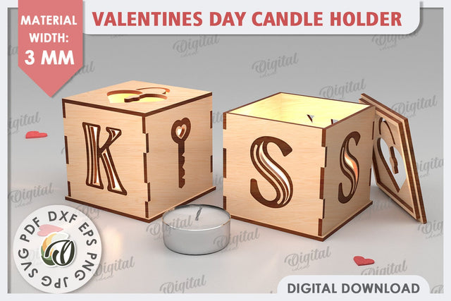 Valentine's Day Candle Holder Laser Cut. Valentine Decor SVG SVG Evgenyia Guschina 