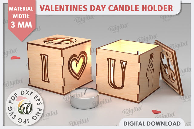 Valentine's Day Candle Holder Laser Cut. Valentine Decor SVG SVG Evgenyia Guschina 