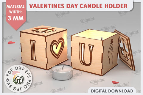 Valentine's Day Candle Holder Laser Cut. Valentine Decor SVG SVG Evgenyia Guschina 
