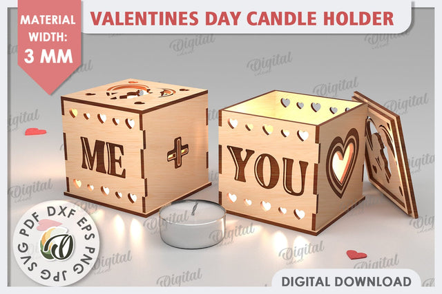 Valentine's Day Candle Holder Laser Cut. Valentine Decor SVG SVG Evgenyia Guschina 