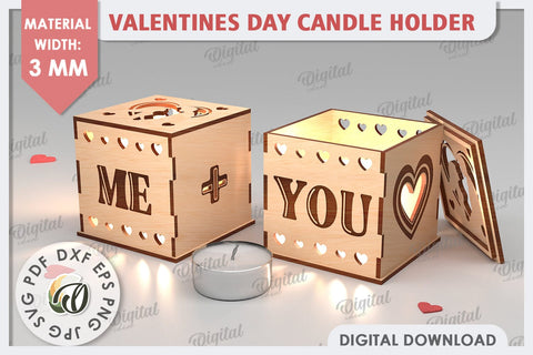 Valentine's Day Candle Holder Laser Cut. Valentine Decor SVG SVG Evgenyia Guschina 