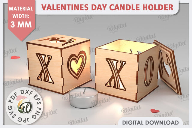 Valentine's Day Candle Holder Laser Cut. Valentine Decor SVG SVG Evgenyia Guschina 