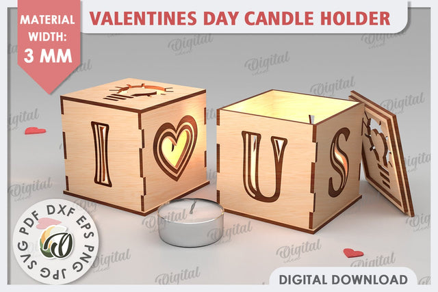Valentine's Day Candle Holder Laser Cut. Valentine Decor SVG SVG Evgenyia Guschina 
