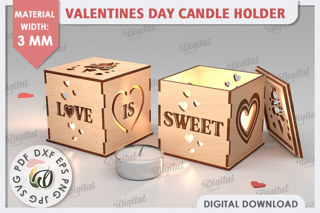 Valentine's Day Candle Holder Laser Cut. Valentine Decor SVG SVG Evgenyia Guschina 