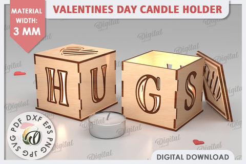 Valentine's Day Candle Holders Laser Cut Bundle. Love SVG SVG Evgenyia Guschina 