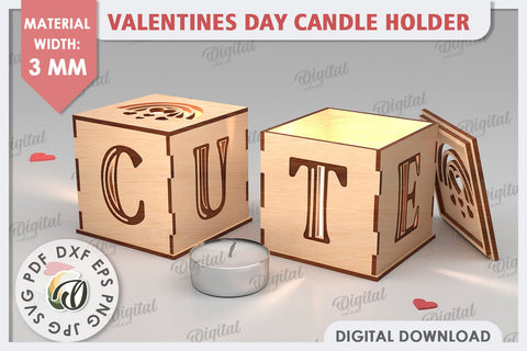 Valentine's Day Candle Holders Laser Cut Bundle. Love SVG SVG Evgenyia Guschina 