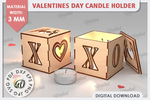 Valentine's Day Candle Holders Laser Cut Bundle. Love SVG SVG Evgenyia Guschina 