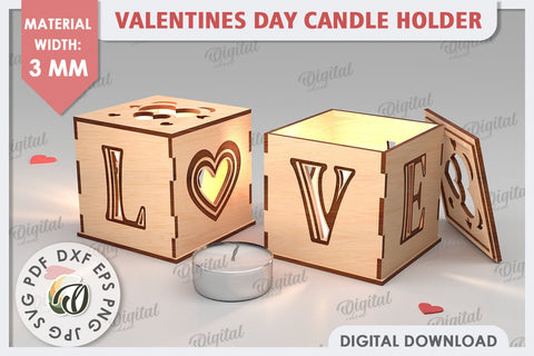 Valentine's Day Candle Holders Laser Cut Bundle. Love SVG SVG Evgenyia Guschina 
