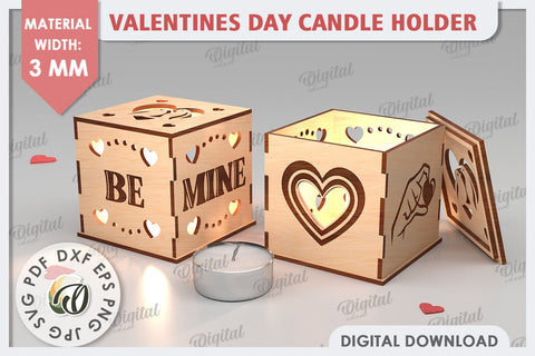 Valentine's Day Candle Holders Laser Cut Bundle. Love SVG SVG Evgenyia Guschina 