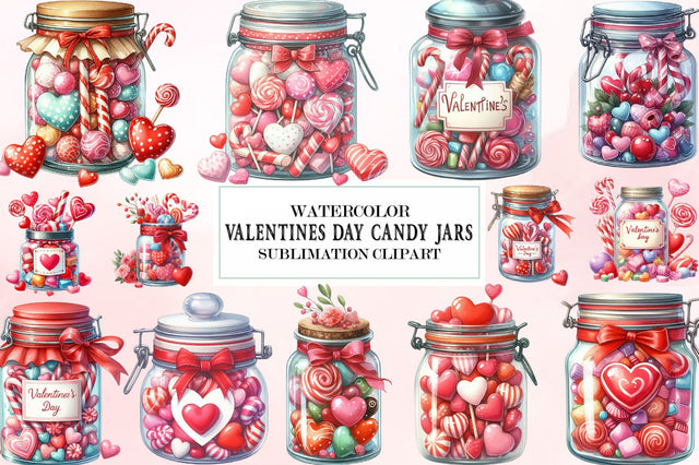 Valentine's Day Candy Jars Clipart Sublimation SVGista 