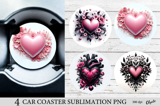 Valentine’s Day Car Coaster Sublimation Design Sublimation Olga Terlyanskaya 