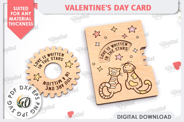 Valentine's Day Card Laser Cut. Greeting Card SVG SVG Evgenyia Guschina 