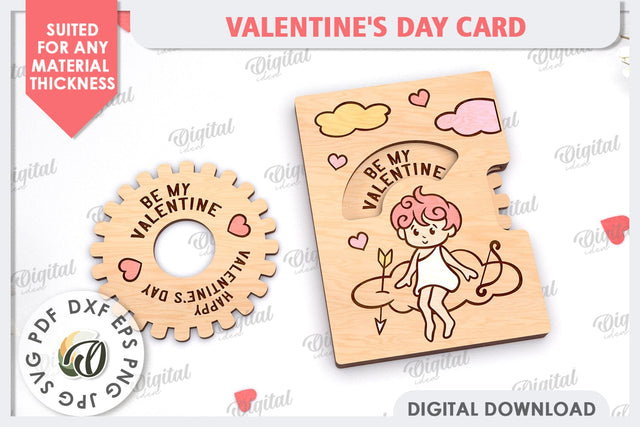 Valentine's Day Card Laser Cut. Greeting Card SVG SVG Evgenyia Guschina 