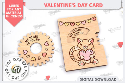 Valentine's Day Card Laser Cut. Greeting Card SVG SVG Evgenyia Guschina 