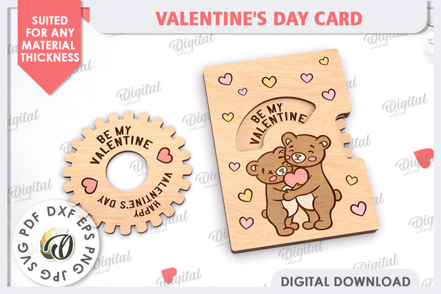 Valentine's Day Card Laser Cut. Greeting Card SVG SVG Evgenyia Guschina 