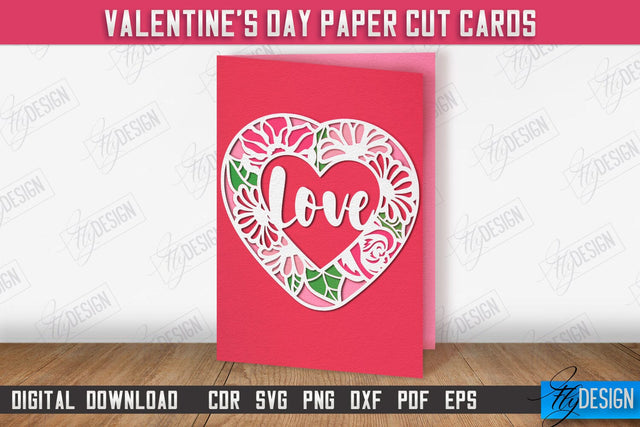 Valentine's Day Card | Paper Valentine's Card Template | Romantic Gift | SVG file SVG Fly Design 
