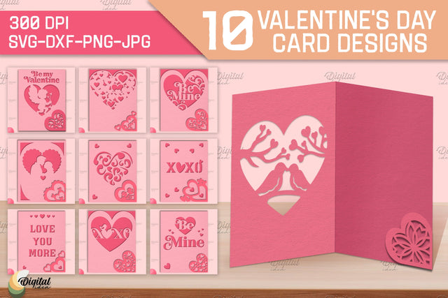 Valentine's Day Card SVG Bundle. Greeting Cards Paper Cut 3D Paper Evgenyia Guschina 