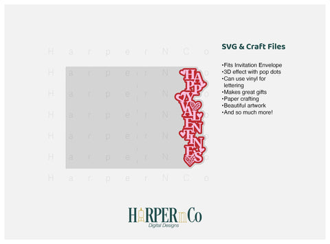 Valentine’s Day Card SVG, Edge Cut Card, 3.5×5 inch, Cricut svg File, Silhouette svg, Layered Card SVG HarperNCo 