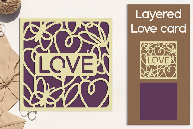 Valentines day card svg, Flowers love card svg layered papercut SVG AnastasiyaArtDesign 