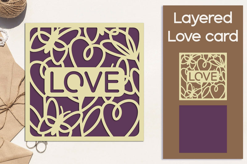 Valentines day card svg, Flowers love card svg layered papercut - So Fontsy
