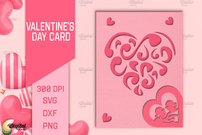 Valentine's Day Card SVG. Greeting Card Paper Cut. Heart SVG 3D Paper Evgenyia Guschina 