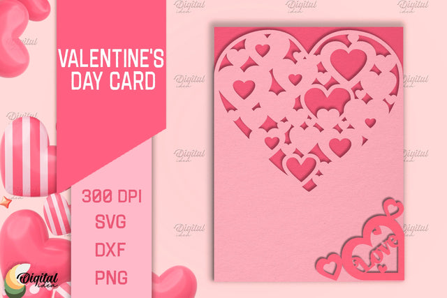 Valentine's Day Card SVG. Greeting Card Paper Cut. Heart SVG 3D Paper Evgenyia Guschina 