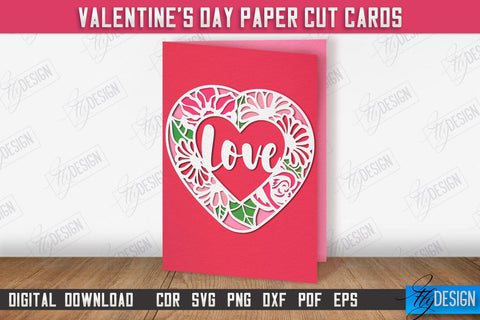 Valentine's Day Cards Bundle | Paper Valentine's Card Template | Romantic Gift | SVG files SVG Fly Design 