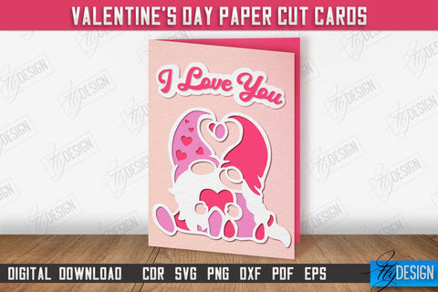 Valentine's Day Cards Bundle | Paper Valentine's Card Template | Romantic Gift | SVG files SVG Fly Design 