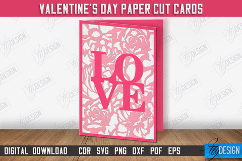 Valentine's Day Cards Bundle | Paper Valentine's Card Template | Romantic Gift | SVG files SVG Fly Design 