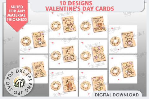 Valentine's Day Cards Laser Cut Bundle. Greeting Cards SVG SVG Evgenyia Guschina 