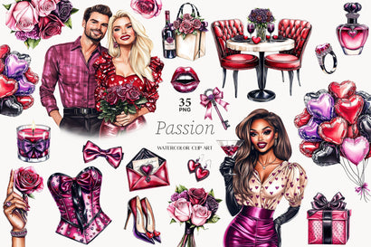 Valentines Day Clipart Collection | Passion PNG Bundle SVG GlamArtZhanna 