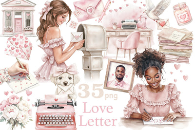 Valentines Day Clipart Instant Download | Love Letter PNG SVG GlamArtZhanna 