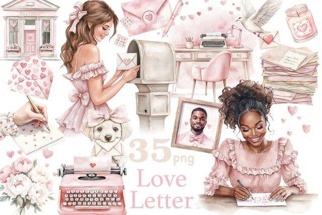 Valentines Day Clipart Instant Download | Love Letter PNG SVG GlamArtZhanna 