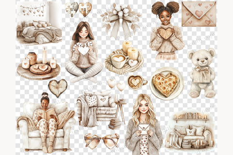 Valentine's Day Clipart PNG Bundle | Romantic Graphics Set SVG GlamArtZhanna 