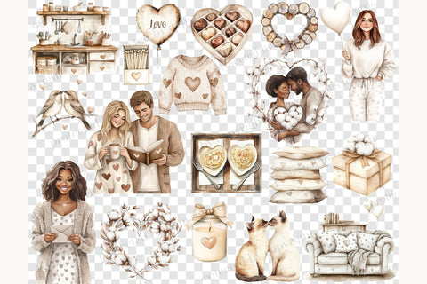 Valentine's Day Clipart PNG Bundle | Romantic Graphics Set SVG GlamArtZhanna 