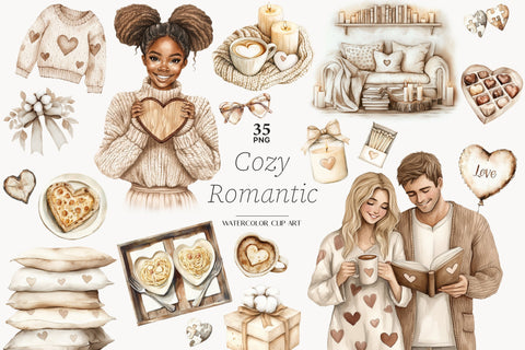 Valentine's Day Clipart PNG Bundle | Romantic Graphics Set SVG GlamArtZhanna 