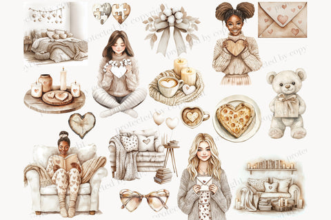 Valentine's Day Clipart PNG Bundle | Romantic Graphics Set SVG GlamArtZhanna 