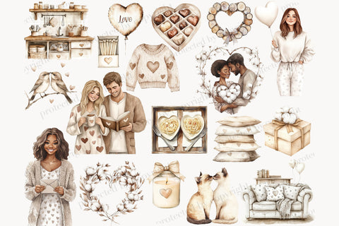 Valentine's Day Clipart PNG Bundle | Romantic Graphics Set SVG GlamArtZhanna 